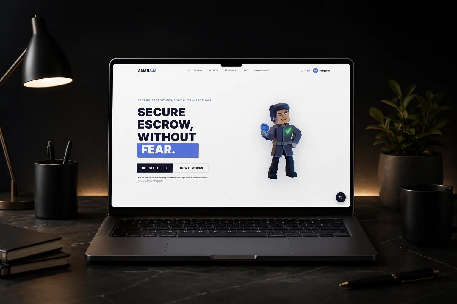 Mockup dashboard escrow otomatis AmanAja